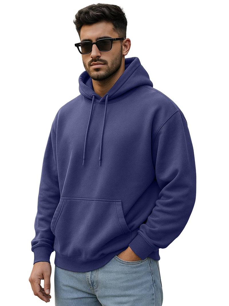 Veirdo® Polycotton Spun Oversized Fit Drop Shoulder Hooded Sweatshirt Full Sleeves Solid Jumper Hoodie for Men/Boys (OS_HDY_V_SP_FD_S) - Image 1