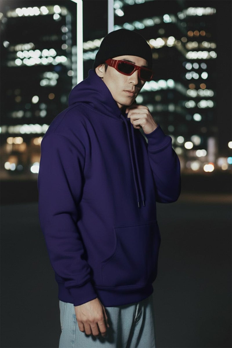 Veirdo® Polycotton Spun Oversized Fit Drop Shoulder Hooded Sweatshirt Full Sleeves Solid Jumper Hoodie for Men/Boys (OS_HDY_V_SP_FD_S) - Image 2