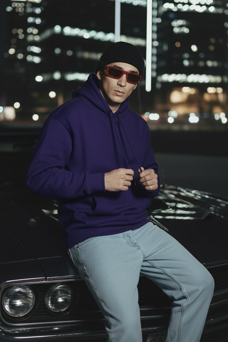 Veirdo® Polycotton Spun Oversized Fit Drop Shoulder Hooded Sweatshirt Full Sleeves Solid Jumper Hoodie for Men/Boys (OS_HDY_V_SP_FD_S) - Image 4