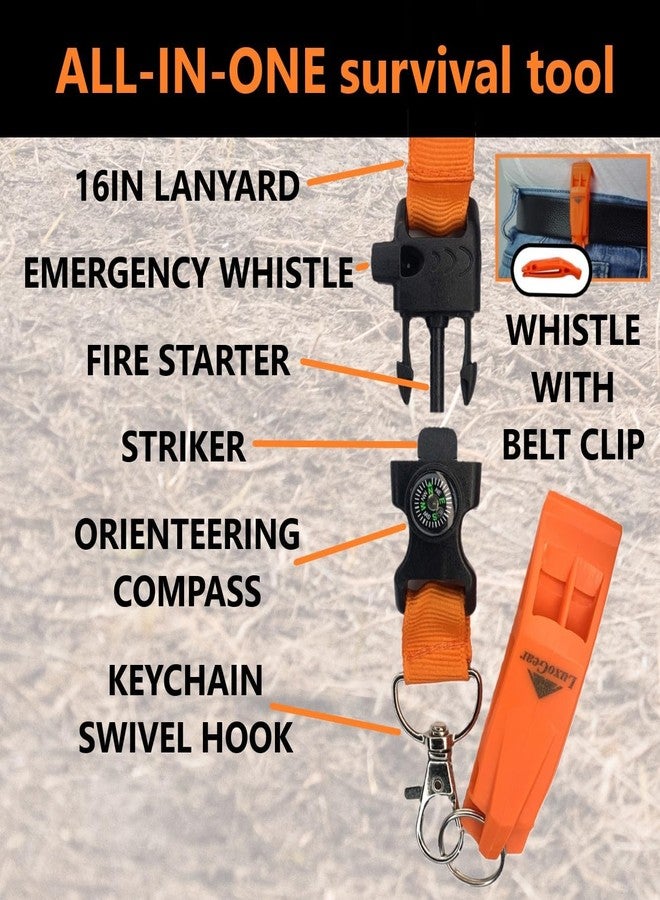 LuxoGear Hiking Whistle for Emergency Survival Compass Fire Starter Safety for Kayak Boating - Image 2