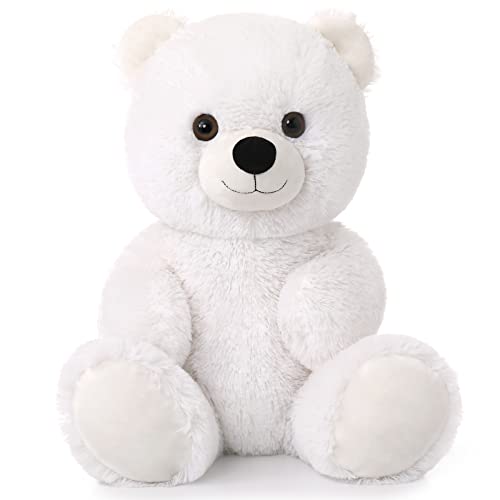 Tezituor White Teddy Bear Stuffed Animal Cute 18 inch Stuffed Teddy Bear Plush Toy Soft Teddy Bear Plush Birthday for Boys Girls - Image 1
