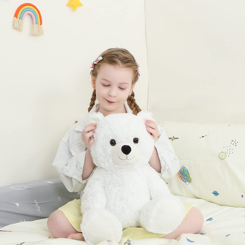 Tezituor White Teddy Bear Stuffed Animal Cute 18 inch Stuffed Teddy Bear Plush Toy Soft Teddy Bear Plush Birthday for Boys Girls - Image 3