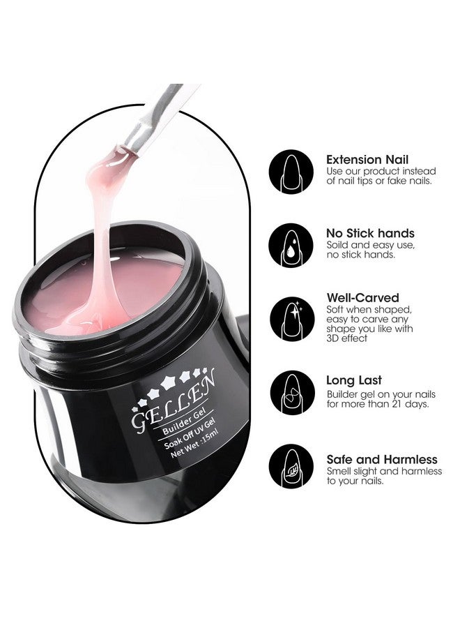 Gellen Builder Gel Kit - Nail Extension Gel Nude Pinks White Light Orange Builder Nail Gel Kit 4 Colors Hard Nail Gel Builder 15ml - Image 5