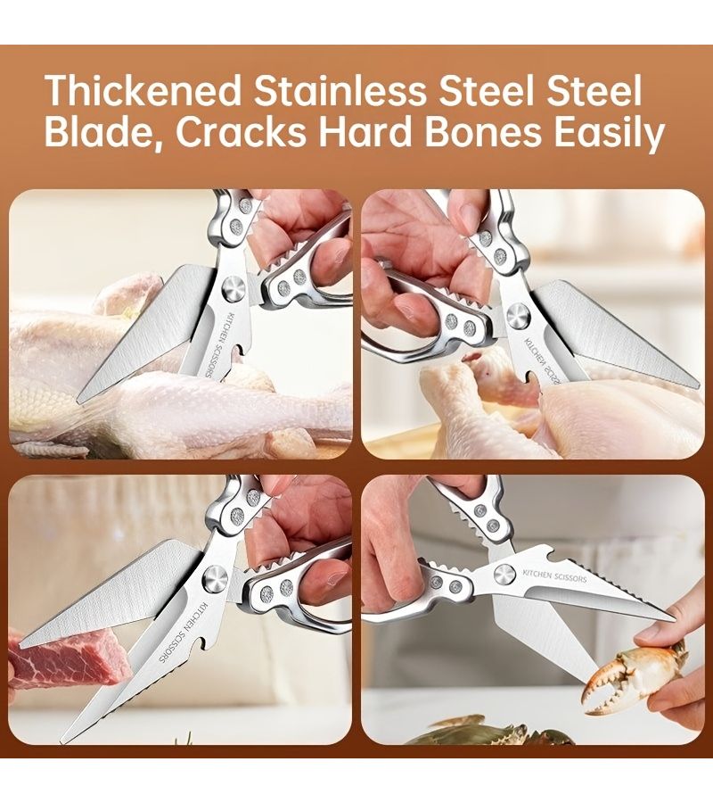 Kitchen Special Heavy Duty Scissors Stainless Steel Multi-Function Chicken Bone Cutter Non-Slip Handle - Image 5