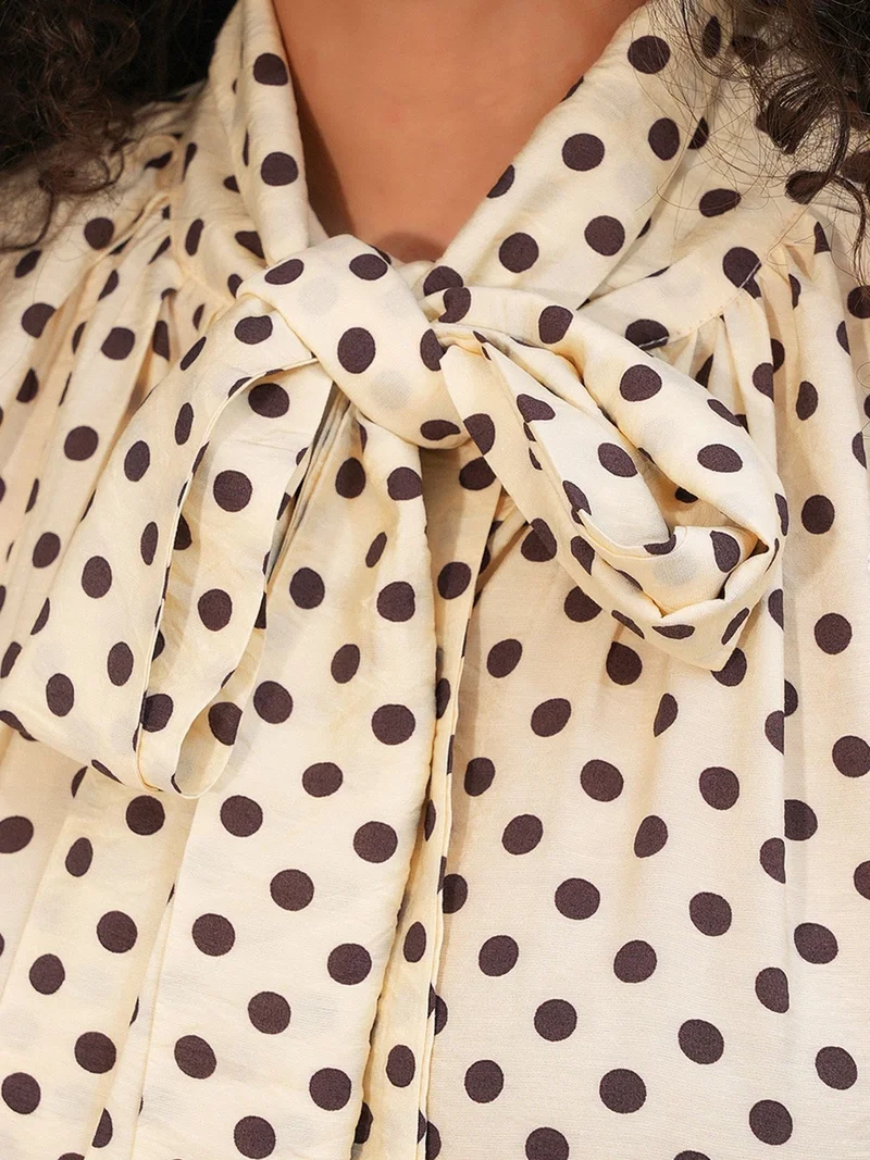 Big Dart Beige Natural BDART Polka Dot Maxi Shirt Dress for Women | Best Price UAE