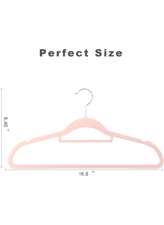 HOUSE DAY HOUSE DAY Clothes Hangers Pack of 100 Velvet Coat Hangers Non-Slip Space Saving Hangers Adult Hangers L16.8 D1/4" (Pink), One Size  - Image 2