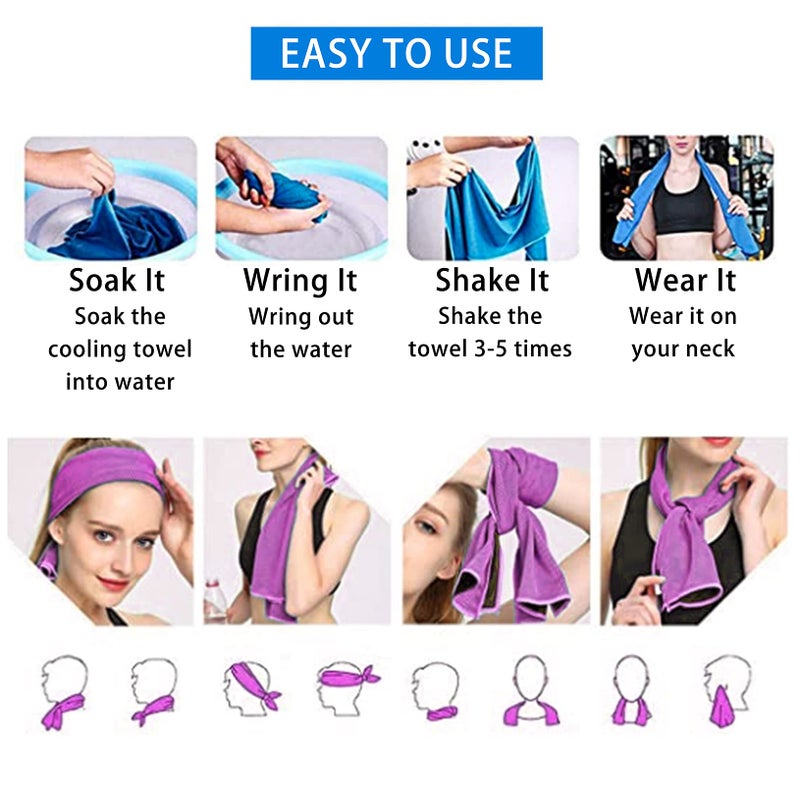 Ponpon 10Pcs Cooling Towel Ice Towel Cooling Towels For Neck And Face Microfiber Cooling Towel For Gym  Travel  Yoga  Camping  Running  Outdoor Sport (10 Colors) - Image 4