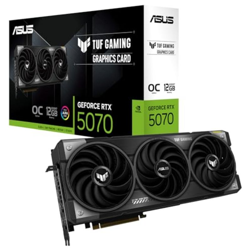 TUF Gaming GeForce RTX 5070 12GB GDDR7 OC Edition Gaming Graphics Card PCIe 5.0, HDMI/DP 2.1, 3.125-slot, Military-Grade Components, Protective PCB Coating, axial-tech Fans - Black - Image 1