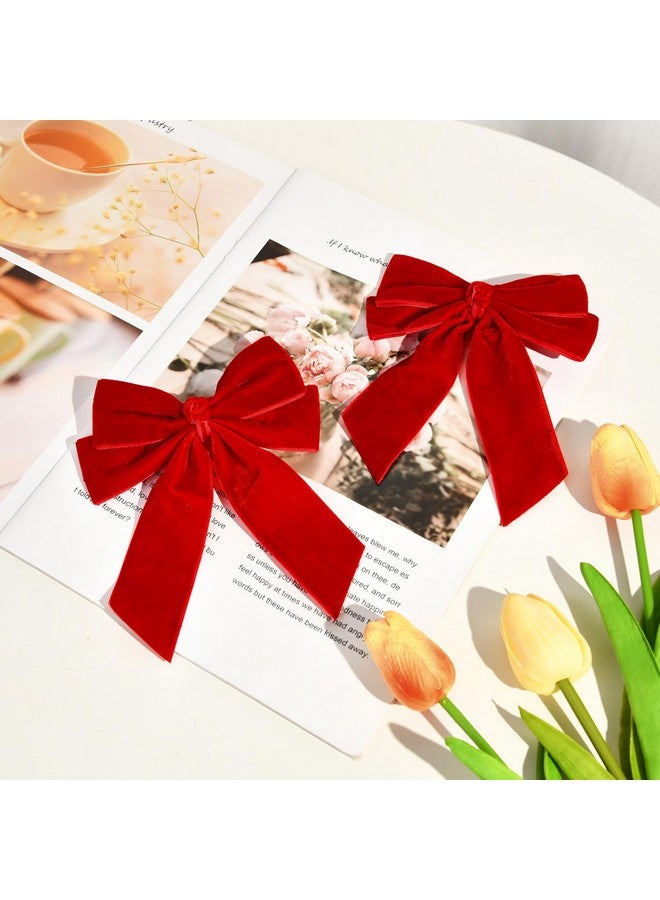 Aileam 2PCS Velvet Hair Bow Red Bow Hair Ribbon Clips for women Girls Fall Alligator Hair Clips Hair Accessories Toddlers Kids Teens - Image 4