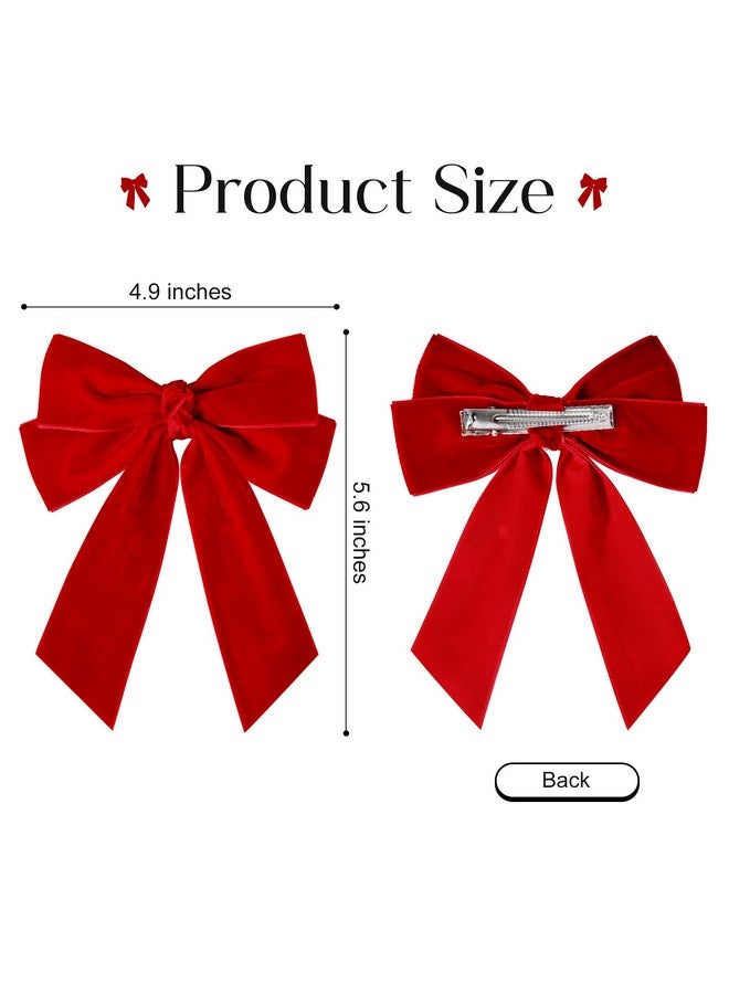 Aileam 2PCS Velvet Hair Bow Red Bow Hair Ribbon Clips for women Girls Fall Alligator Hair Clips Hair Accessories Toddlers Kids Teens - Image 3