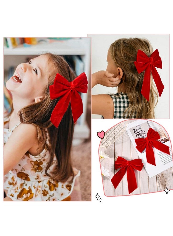 Aileam 2PCS Velvet Hair Bow Red Bow Hair Ribbon Clips for women Girls Fall Alligator Hair Clips Hair Accessories Toddlers Kids Teens - Image 5