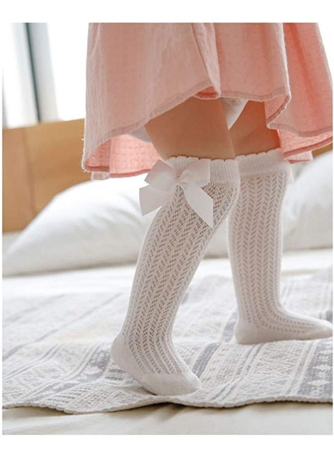 FengSVMA Toddler Newborn Knee High Bowknot Knit Mesh Stockings Baby Girls Princess Lace Socks-1-3T  - Image 2