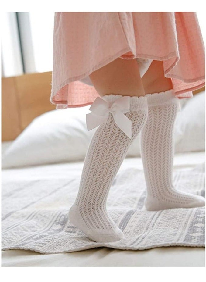 FengSVMA Toddler Newborn Knee High Bowknot Knit Mesh Stockings Baby Girls Princess Lace Socks-1-3T  - Image 3