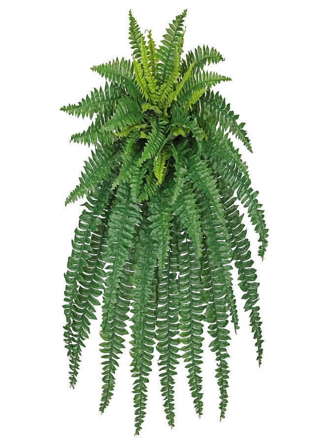 GnFlus Artificial Boston Fern 35 Inch Faux Fern with 50 Fronds, Realistic Ferns Artificial Plants Large Silk Fern Bush for Outdoor Indoor Hanging Planter, Porch Patio Home Farmhouse Garden Decor - Image 1