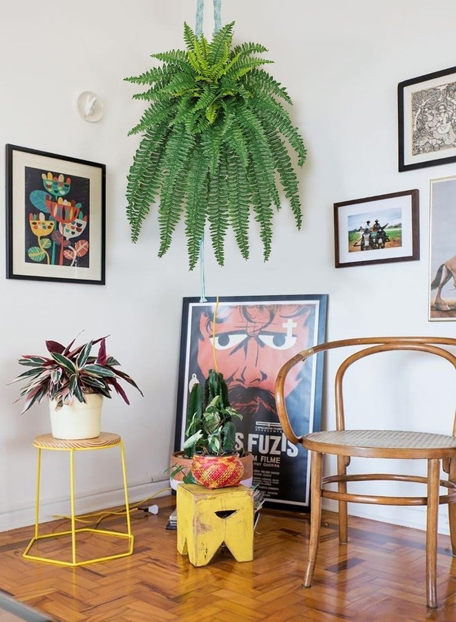 GnFlus Artificial Boston Fern 35 Inch Faux Fern with 50 Fronds, Realistic Ferns Artificial Plants Large Silk Fern Bush for Outdoor Indoor Hanging Planter, Porch Patio Home Farmhouse Garden Decor - Image 5