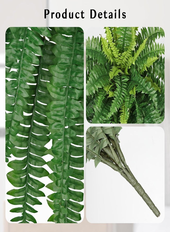 GnFlus Artificial Boston Fern 35 Inch Faux Fern with 50 Fronds, Realistic Ferns Artificial Plants Large Silk Fern Bush for Outdoor Indoor Hanging Planter, Porch Patio Home Farmhouse Garden Decor - Image 2