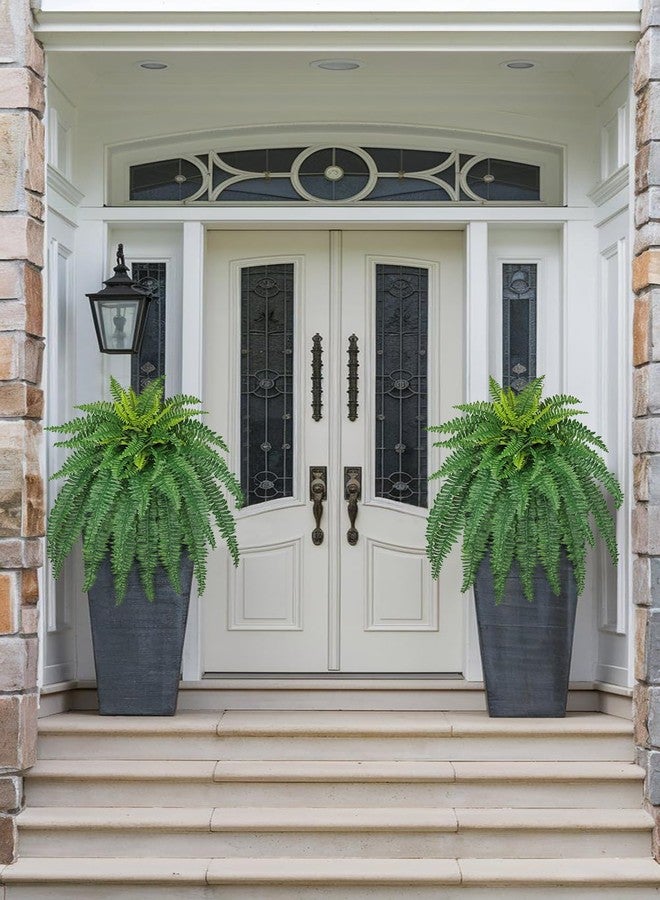 GnFlus Artificial Boston Fern 35 Inch Faux Fern with 50 Fronds, Realistic Ferns Artificial Plants Large Silk Fern Bush for Outdoor Indoor Hanging Planter, Porch Patio Home Farmhouse Garden Decor - Image 4