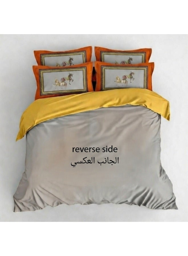 هوم توبيا طقم مفروشات سرير هوميتوبيا كينج 6 قطع تصميم مطبوع مرسوم يدوياً قماش مرن فاخر ناعم ومتنفس مناسب لغرف التكييف - Image 2