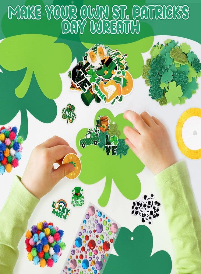 Openfly 24 Sets St. Patrick's Day Shamrock Ornaments DIY St. Patrick's Day Foam Craft Kit Irish Clover Shamrock Foam Stickers Self-Adhesive Craft Stickers for St. Patrick's Day DIY Crafts Party Decor - Image 4