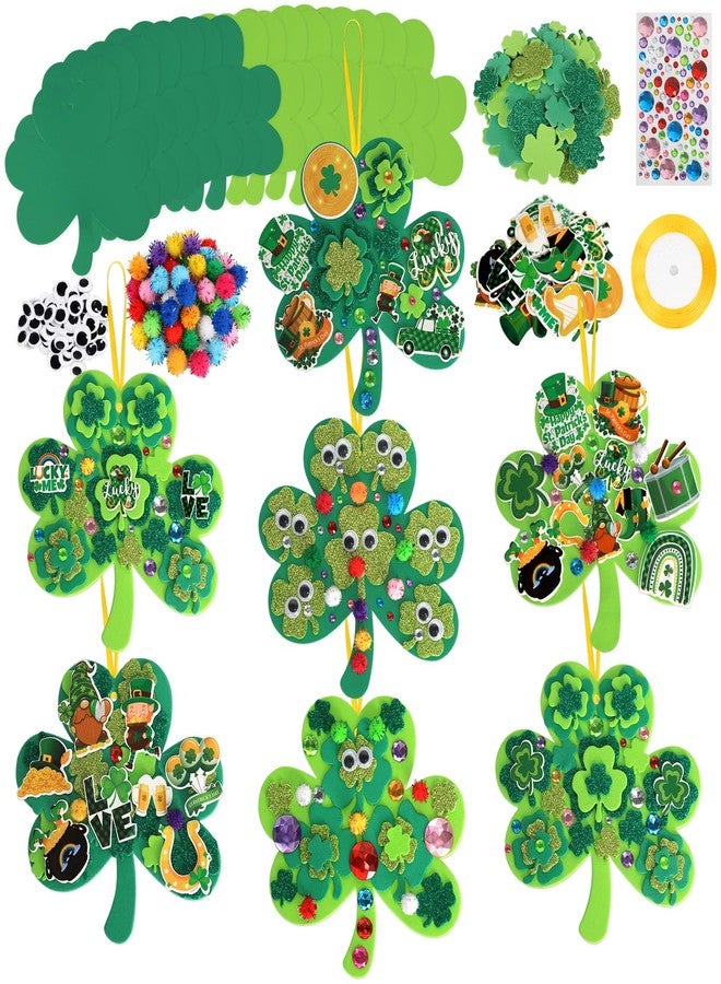 Openfly 24 Sets St. Patrick's Day Shamrock Ornaments DIY St. Patrick's Day Foam Craft Kit Irish Clover Shamrock Foam Stickers Self-Adhesive Craft Stickers for St. Patrick's Day DIY Crafts Party Decor - Image 1