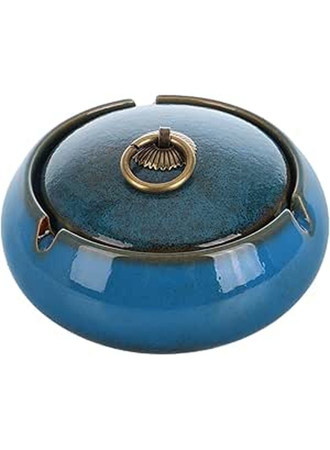 Ceramic Ashtray with Lid Windproof Large Capacity Smokeless for Indoor Outdoor Use - Image 1