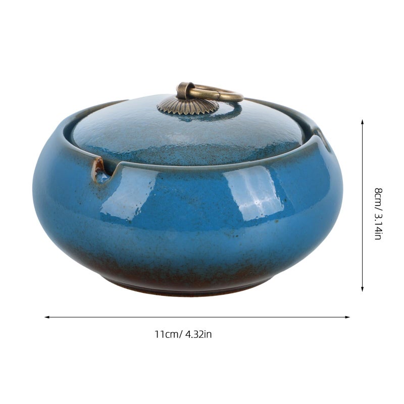 Ceramic Ashtray with Lid Windproof Large Capacity Smokeless for Indoor Outdoor Use - Image 3