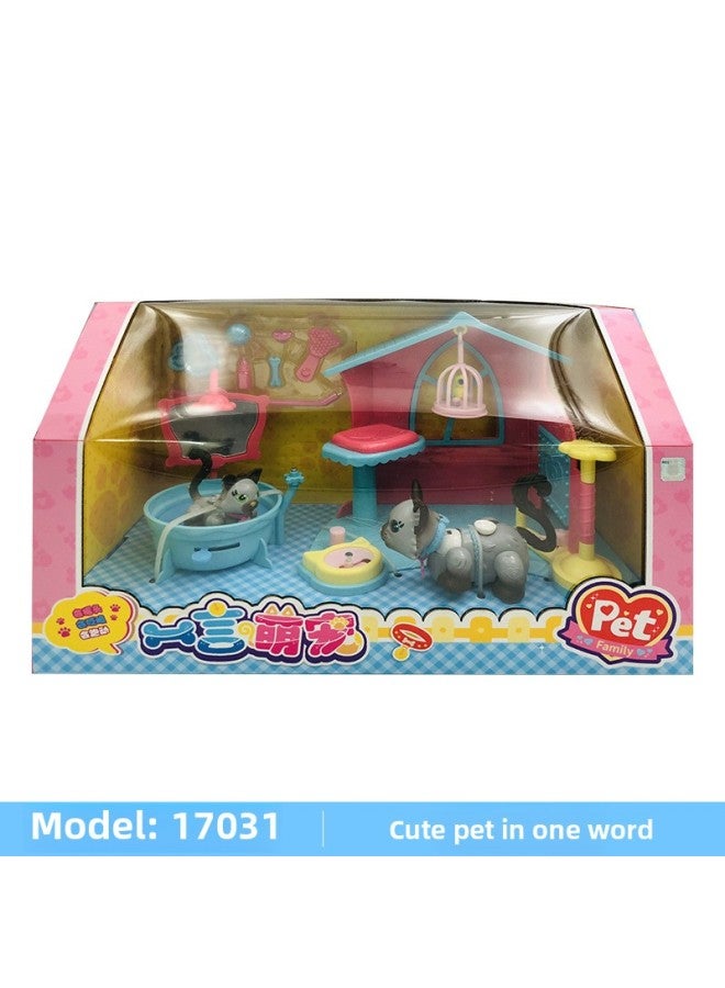 كلمة واحدة الوردي الأرنب محاكاة طبيب اللعب منزل المطبخ لعبة كشك ألعاب تعليمية للأطفال مجموعة ألعاب-اللون: YY17031 واحدة من ألعاب اللعب-القطط - Image 1