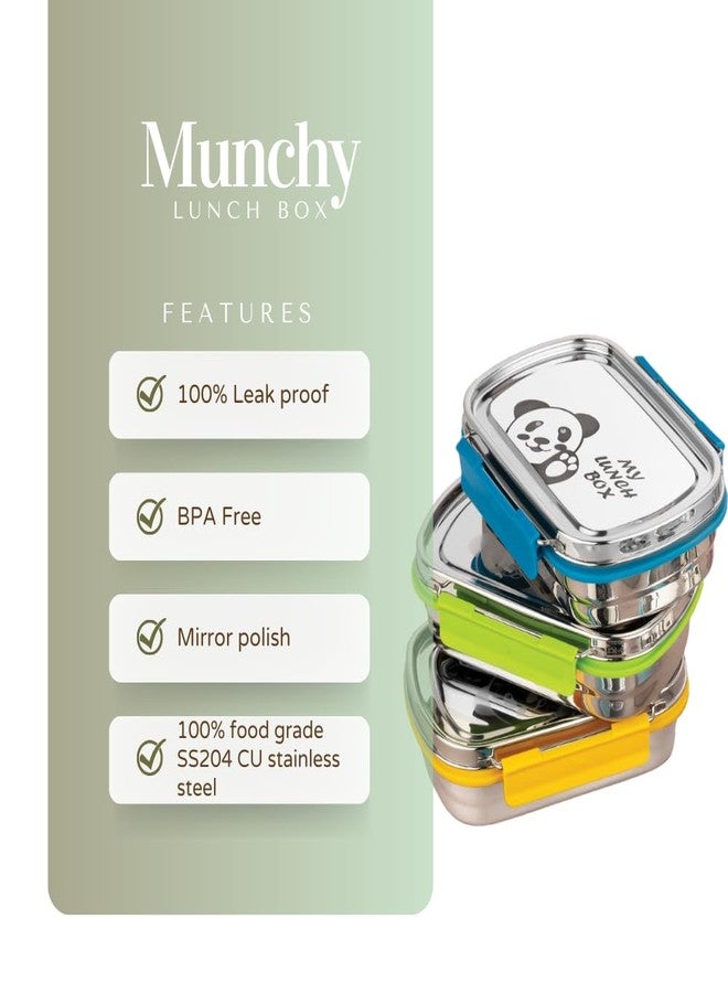 PDDFALCON Stainless Steel Recta Munchy with Panda Print with 100% Leak-Proof, BIS Certified, Jindal Seal & Made in India Lunch Box - 875ml (Recta Munchy Green, 875ml) - Image 5