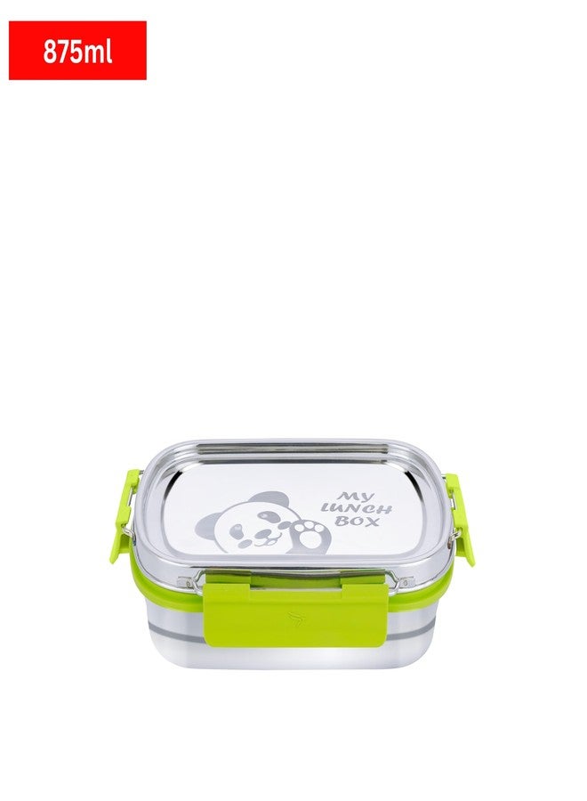 PDDFALCON Stainless Steel Recta Munchy with Panda Print with 100% Leak-Proof, BIS Certified, Jindal Seal & Made in India Lunch Box - 875ml (Recta Munchy Green, 875ml) - Image 2
