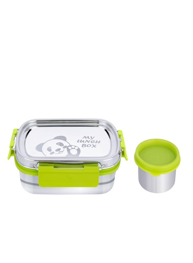 PDDFALCON Stainless Steel Recta Munchy with Panda Print with 100% Leak-Proof, BIS Certified, Jindal Seal & Made in India Lunch Box - 875ml (Recta Munchy Green, 875ml) - Image 4