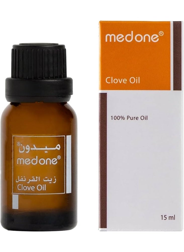 Medone Natur 100% Pure & Natural Clove Essential Oil (15ml) - For Oral Care, Massage, and Aromatherapy.