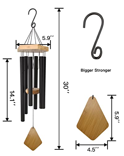 Howarmer Wind Chimes Outdoor Deep Tone, 30 Inches Wind Chimes Outdoor, Memorial Wind Chimes with Hook as Gifts for Mother's Day/Housewarming/Christmas, Patio, Garden, Yard, Home Décor. Black - Image 5