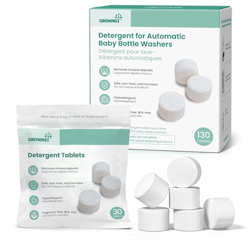 GROWNSY Detergent Washing Tablets 130 PCS for Momcozy, Baby Brezza Bottle Washer, Compatible with All Brands Baby Bottle Washers - Image 1
