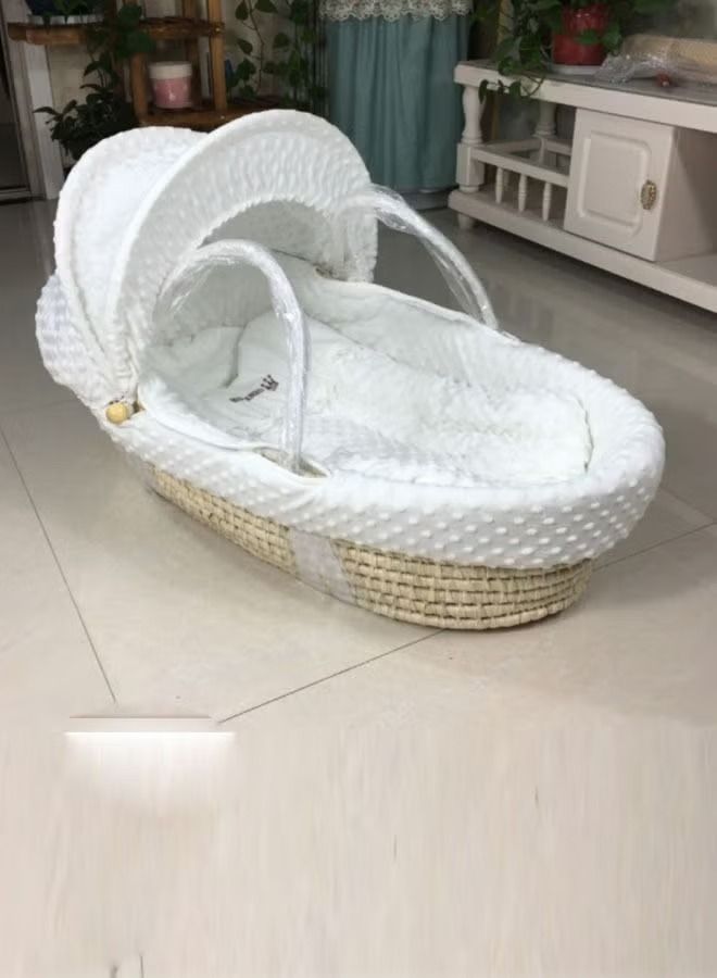 Moses Basket Me Cream Gingham and Waffle Dressing for Moses or Wicker Baskets，Bolga Woven baby bed, Newborn baby gift, modern baby bed - Image 3