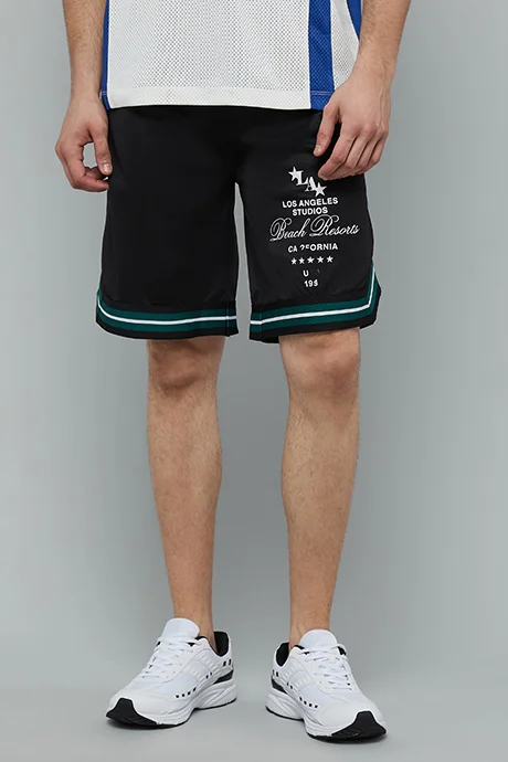R&B Printed Shorts with Drawstring Waist