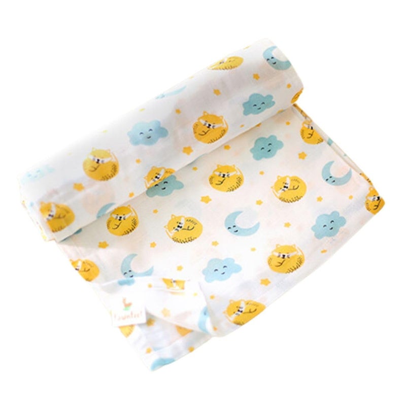 FawnFeel Swaddle for Newborn Baby Infants I 100 Bamboo Fabric I Breathable Soft Lightweight I Use as Wrap Stroller Nursing Cover Blanket More I Cat Moon Size 110x110cm