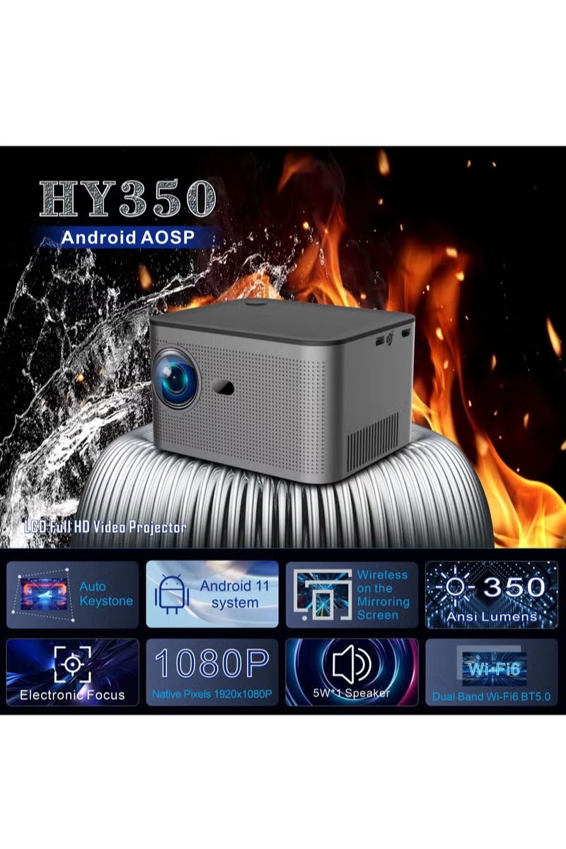 HD 1080P HY350 4K Projector Android 11 BT5.0 Dual Wifi6 300 ANSI Home Cinema Remote Control Autofocus Screen Mirror - Image 1