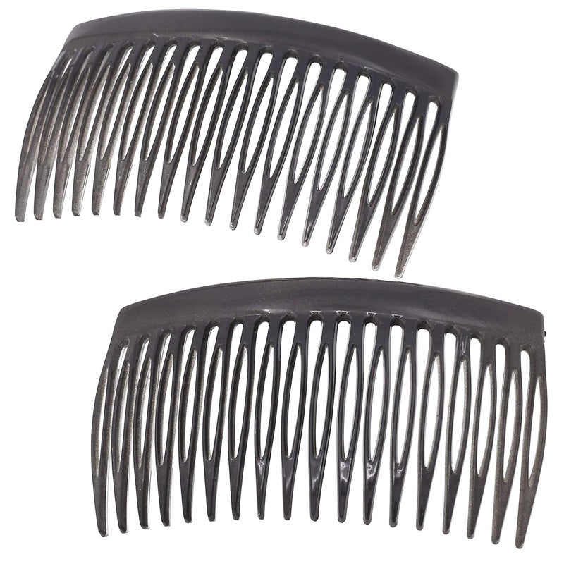 Camila Paris CP3136 French Hair Side Comb Small Curved Gray French Twist Hair Combs Decorative Strong Hold Hair Clips for Women Bun Chignon UpDo Styling Girls Hair Accessories Made in France