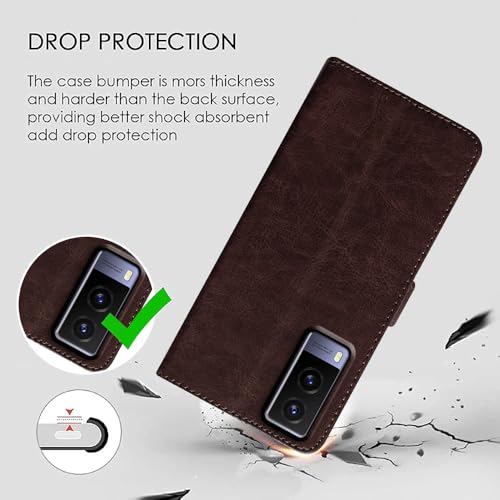 Casotec Flip Cover Back Case for Vivo V21e 5G | Premium Leather Finish | Inbuilt Pockets & Stand | Flip Cover Back Case for Vivo V21e 5G (Coffee) - Image 3