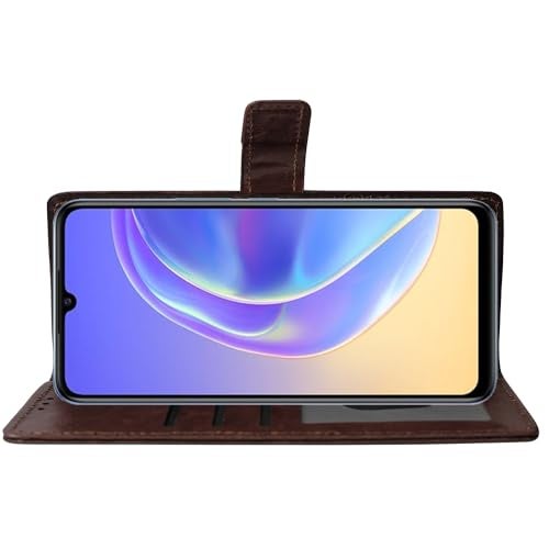 Casotec Flip Cover Back Case for Vivo V21e 5G | Premium Leather Finish | Inbuilt Pockets & Stand | Flip Cover Back Case for Vivo V21e 5G (Coffee) - Image 5