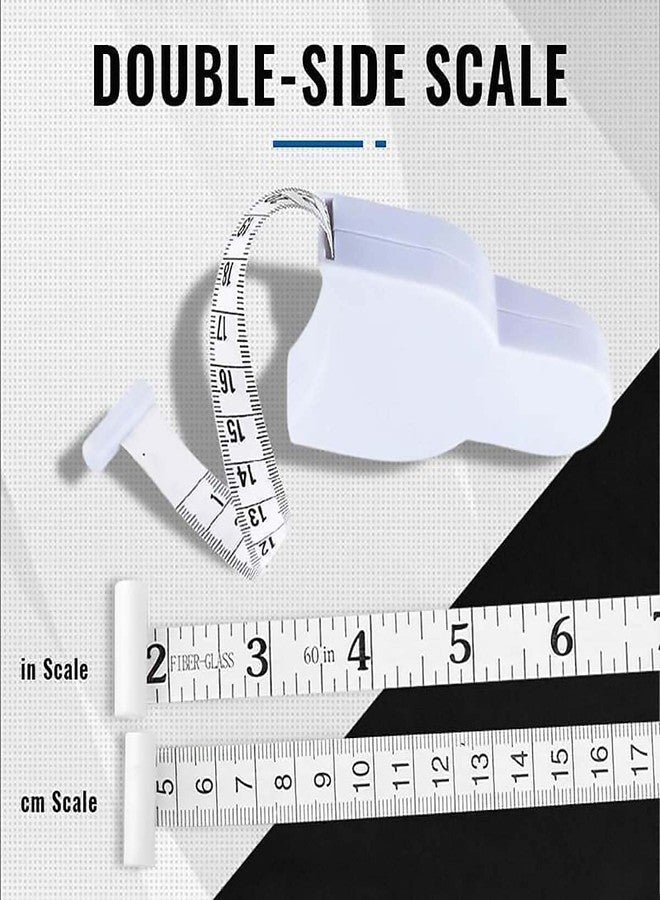 NVF Measure, Perfect Body Tape Measure, Self-Tightening Body Measuring Ruler, Retractable Double Scales Rulers, Perfect Waist Tape Measure (White) with Lock Pin and Push Button - Image 2