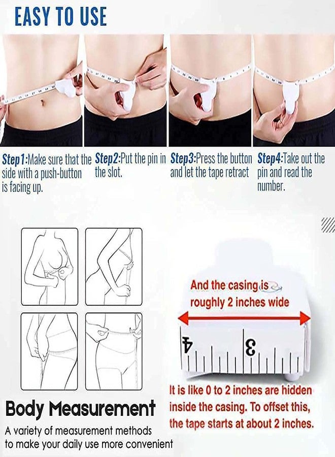 NVF Measure, Perfect Body Tape Measure, Self-Tightening Body Measuring Ruler, Retractable Double Scales Rulers, Perfect Waist Tape Measure (White) with Lock Pin and Push Button - Image 5