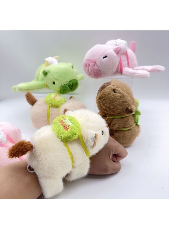 Cyber ​​Celebrous Capybara Snap Ring Roll يد كابيبالا تهز الذيل سوار من القطيفة لعبة دمية آلة هدية - المواصفات: بيج تنس كابيبارا - اللون: 18 * 23 سم - Image 2