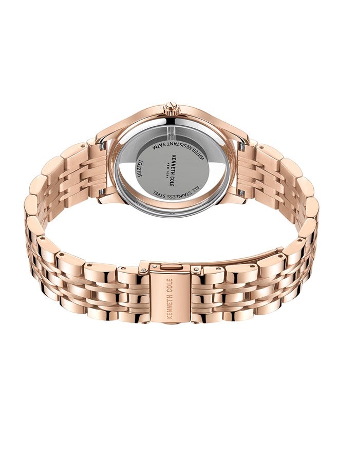Women's 34mm Analog Watch with Rose Gold Stainless Steel Bracelet