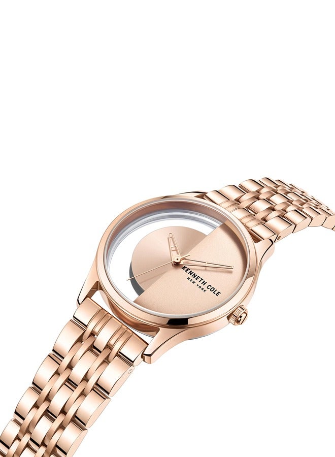 Women's 34mm Analog Watch with Rose Gold Stainless Steel Bracelet