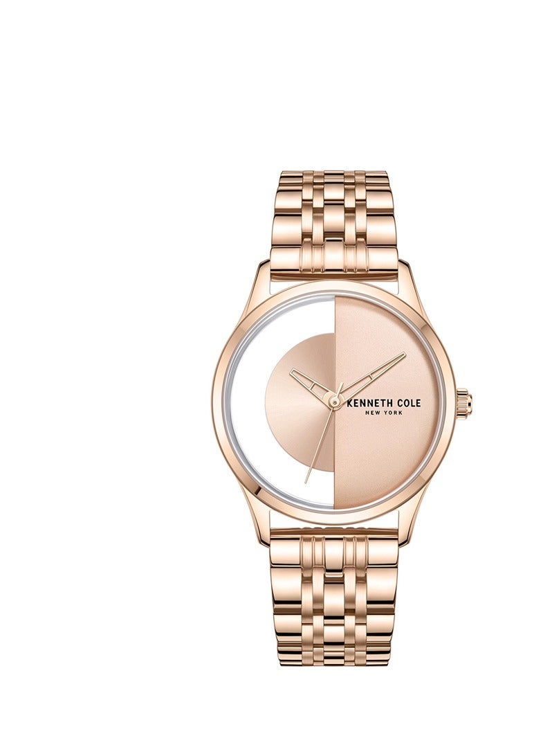 Kenneth Cole New York Modern Classic Rose Gold Dial and Rose Gold Stainless Steel Bracelet Analog Watch for Women 34mm - Image 1