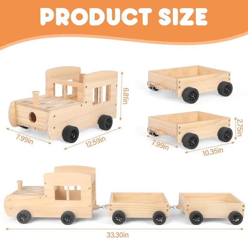 Taladad Storage  Play Car for Toniebox and Tonie Figures Storage Shelf Wooden Trailer Magnetic Shelves Compatible with Tonie Box Player Character for Children Room Natural Car - Image 2