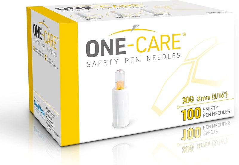 Onecare 600 قطعة من إبر الأمان الإضافية، 30G × 8 مم، رفيعة للغاية للراحة، علبة من 600 - Image 3
