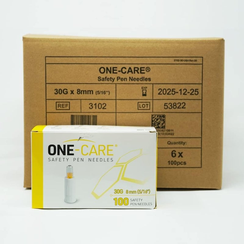 Onecare 600 قطعة من إبر الأمان الإضافية، 30G × 8 مم، رفيعة للغاية للراحة، علبة من 600 - Image 5