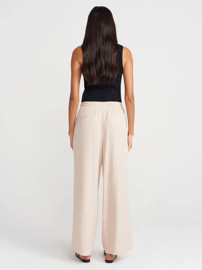 ديلفين Dilvin Tencel Wide-leg Trousers With Drawstring Waist